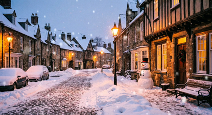 Cozy Snow Village Projection